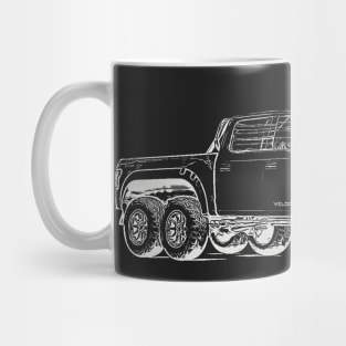 VelociRaptor Truck Wireframe White Mug